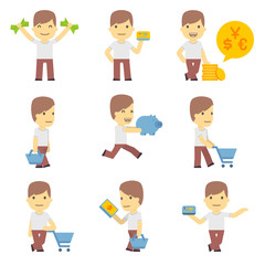 urban character set in different poses. simple flat design.