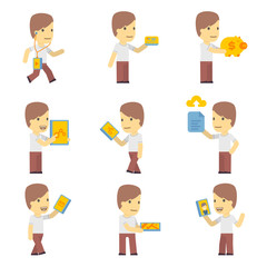 urban character set in different poses. simple flat design.