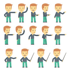 urban character set in different poses. simple flat design.