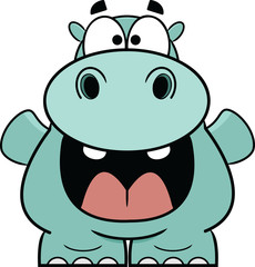 Hooray Blue Hippo Cartoon