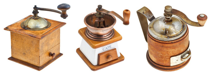 set of retro manual coffee mills