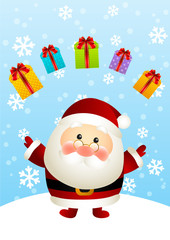 Funny Santa with gift boxes