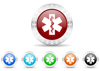 Obraz premium hospital icon christmas vector set