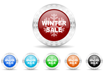 winter sale icon vector set