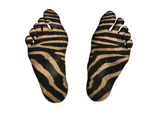 Human feet with print