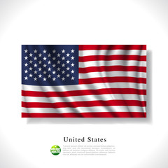 United States waving flag isolated white background, vector