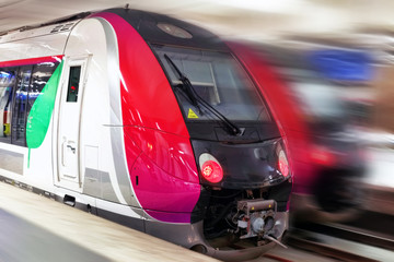 Modern Fast Passenger Train. Motion effect
