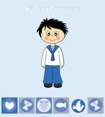 First Communion Invitation Card. Boy