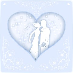 Postcard with a picture of the bride and groom