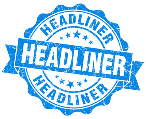 Headliner grunge blue vintage round isolated seal