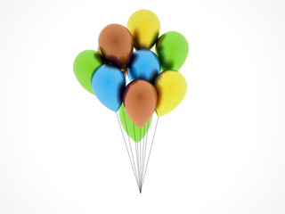 Many colored balloons fly