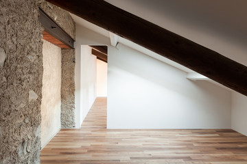 Interior, empty attic, mansard