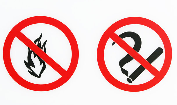 No smoking and flame icons