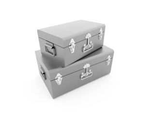 Two suitcases rendered isolated on white