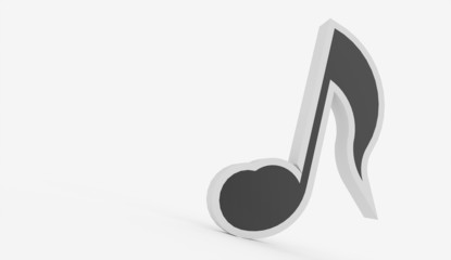 Black and white 3d music note concept