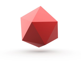Red polygonal sphere element isolated