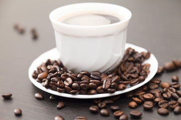 Coffee grains on a table