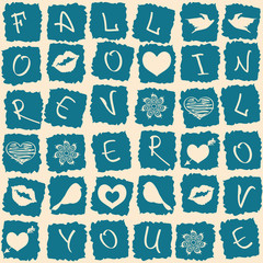 Love greeting card or seamless pattern