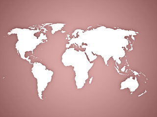 Fototapeta na wymiar World map on red
