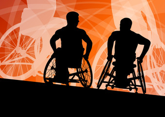 Active disabled young men on a wheelchair detailed sport concept