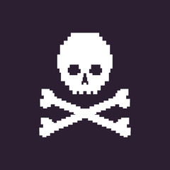 Fototapeta premium vector pixel illustration - white skull on dark background