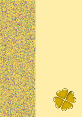 Karte gelb mit goldenem Kleeblattherz