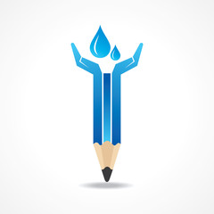 Save water concept with pencil hands stock vector