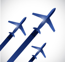 airplanes flying in the same destination.