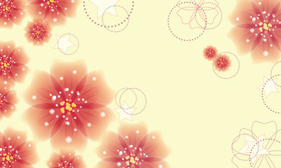 Pink flowers on yellow background