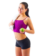 Young sporty girl with apple