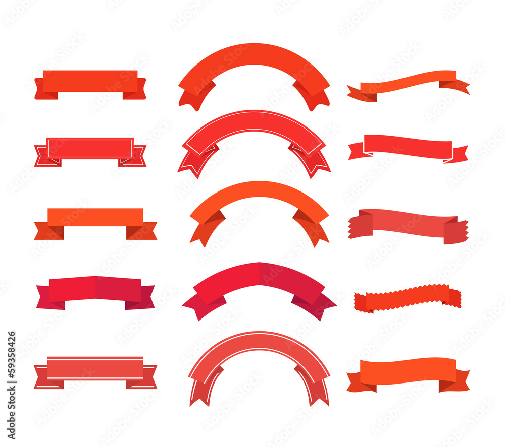 Poster Different retro style ribbons set isolated on white. Ready for a