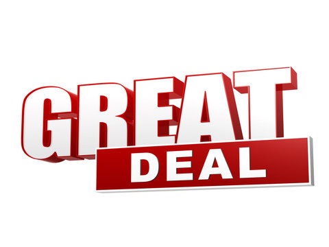 great deal red white banner - letters and block