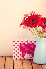 Gerbera daisy flower bouquet  with gift box