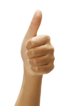 Female hand with thumbs up positive gesture