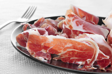 spanish serrano ham served as tapas