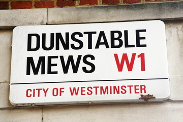 Dunstable Mews street sign W1 a famous London Address