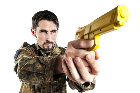 Self defense instructor with training gun