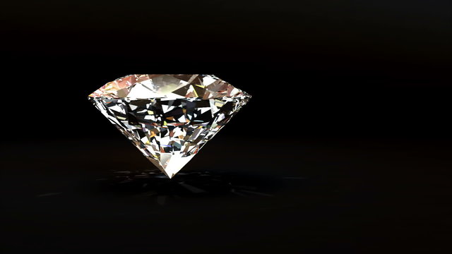 Loopable rotation of a shiny diamond on black background