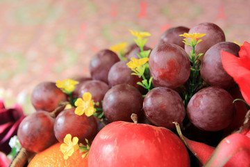Fresh red grapes