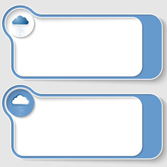 set of two abstract text boxes with cloud and rain