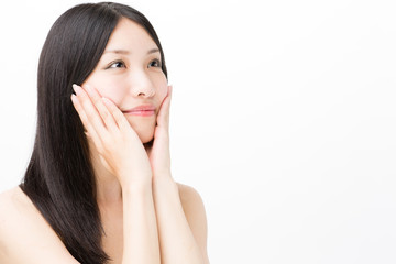 Fototapeta premium attractive asian woman beauty image on white background