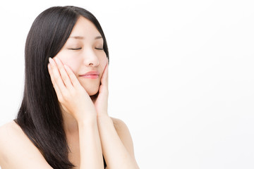 Fototapeta premium attractive asian woman beauty image on white background