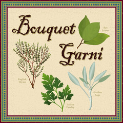Bouquet Garni, Bay Leaf, Thyme, Sage, Italian Flat Leaf Parsley