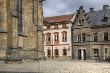 Fototapeta na wymiar On the territory of Saint Vitus Cathedral, Prague. HDR