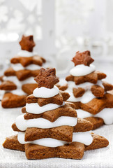 Gingerbread christmas trees. Beautiful xmas dessert