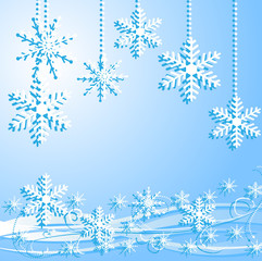 festive christmas background with snowflakes