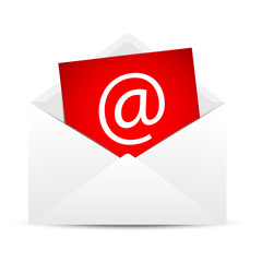 Envelope with  a paper sheet, concept of e-mail