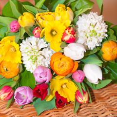 Frohe Ostern, bunter Blumenstrauß, Floristik, Schnittblumen