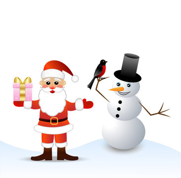 Santa claus and snow man