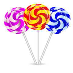 bright lollipops on a white background